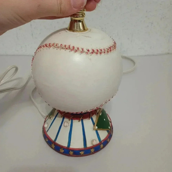Baseball Desk Lamp Kid's Room Lamp Nightlight White Red No Shade Tested Works - Picture 7 of 7